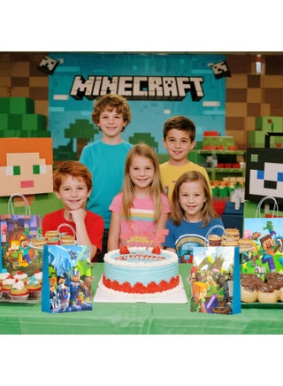 أكياس هدايا Minecraft، مجموعة أكياس حفلات ألعاب Pixel مكونة من 16 قطعة - أكياس حفلات Minecraft، أكياس هدايا ألعاب Pixel، أكياس حلوى ألعاب Pixel للأولاد/البنات للأطفال لتزيين حفلات أعياد الميلاد ذات طابع ألعاب Pixel - view 5